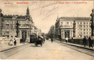 1904 Budapest XIII. Lipót körút, Margit híd, villamos (fl)