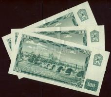 Csehszlovákia 1961. 100K (3x) egymásutáni sorszámmal T:II