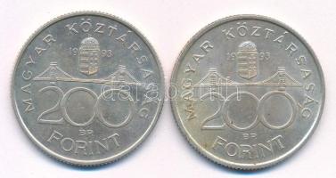 1993. 200Ft "MNB" Ag (2xklf) T:XF Adamo F13