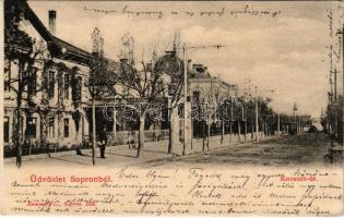 1903 Sopron, Kossuth út, villamos. Kummert L. kiadása (EK)