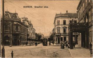 1920 Sopron, Erzsébet utca, villamos (EK)