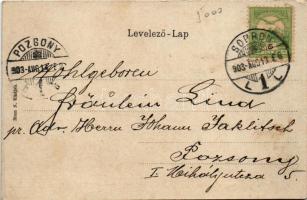 1903 Sopron, Erzsébet utca, villamos. Blum N. kiadása (EK)