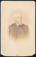 1865 felsőkubini és nagyolaszi Kubinyi Ferenc (1796-1874) paleontológus, politikus, az MTA tagja (az 1848-49-es szabadságharc támogatásáért annak leverése után 9 év várfogságra ítélték és bebörtönözték; 1852-ben amnesztiával szabadult); vizitkártya Schrecker Ignác (1834-1888) pesti műterméből, alja vágott, 9,5x6 cm