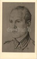 Német katona rajzolt portréja / WWII German military art postcard