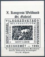 1996/FKA17 Szent Gábriel világszövetség kongresszusa ajándék feketenyomat emlékív (8.000)