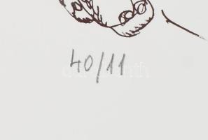 Sajdik Ferenc (1930-): Kisváros. Szitanyomat, papír. Jelzett, számozott (40/11). 38x58 cm. Feltekerv...