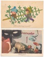 76 db MODERN magyar retro grafikai üdvözlő képeslap. Képzőművészeti Alap / 76 modern Hungarian retro...