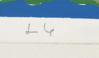 Lukács Tibor (1960): Szentendrei panoráma. Szitanyomat, papír, jelzett, számozott (32/100. Paszpartu...