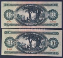 1949. 10Ft (2x) egymásutáni sorszámmal T:II+ Csak egyszer hajtva!