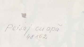 Póka Zsombori Erzsébet (1913-1997): Vízparti erdélyi táj. Akvarell, papír, jelzett. Hátoldalán román...