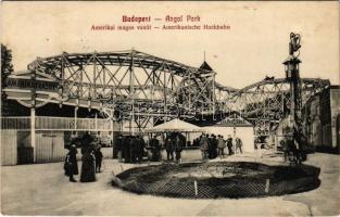 1911 Budapest XIV. Angol Park, Amerikai magas vasút (hullámvasút), "Le a cilinderrel!". Igazgató tulajdonos: Meinhardt Fr. Curt (ázott / wet damage)