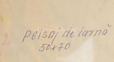 Póka Zsombori Erzsébet (1913-1997): Erdélyi téli táj. Akvarell, papír, jelzett. Hátoldalán román kiv...