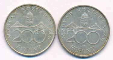 1994. 200Ft "Deák" Ag (2x) T:AU,XF patina Adamo F13.1