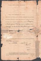 1926 Miskolc tanoncszerződés 2x5000K városi ínségbélyeggel és 2x10000K illetékbélyeggel kissé megvis...
