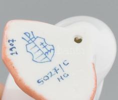 Herendi kacsa. Jelzett, kézzel festett, certifikáttal, dobozában, hibátlan, m: 6,5 cm