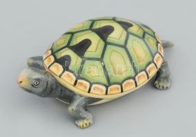 Herendi teknős. Jelzett, kézzel festett, hibátlan, eredeti dobozában, h: 10 cm. Ritka! /// Herendi turtle. Marked, hand-painted, flawless, in its original box, height: 10 cm. Rare!