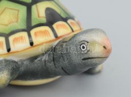 Herendi teknős. Jelzett, kézzel festett, hibátlan, eredeti dobozában, h: 10 cm. Ritka! /// Herendi t...