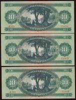 1962. 10Ft (3x) egymásutáni sorszámmal T:II+ Alig látható hajlással, törve nem!