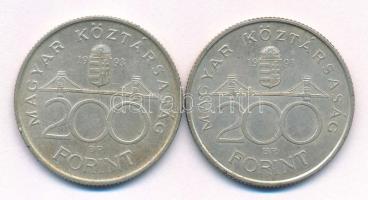 1993. 200Ft "MNB" Ag (2xklf) T:XF Adamo F13