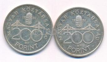 1992. 200Ft "MNB" Ag (2x) T:AU Adamo F13