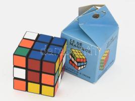 Rubik, bűvös kocka francia kiadás, eredeti dobozában 6 cm