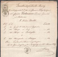 cca 1854 Tokaj földhivatali kivonat 30kr CM. illetékbélyeggel