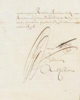 1672 Francia nyelvű királyi oklevél 10 beírt oldalon Pergamen. / French warrant on pergamin 10 handw...