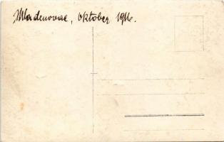 1916 Mladenovac (Belgrade), Bahnhof / railway station, K.u.k. soldiers. photo (fa)