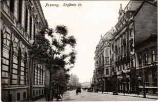 1915 Pozsony, Pressburg, Bratislava; Stefánia út / street view (vágott / cut)