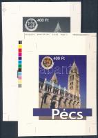 2004/16 Pécs emlékív színes és fekete-fehér próbanyomata, cromalin pár (120.000)