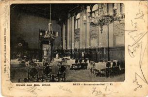 1899 (Vorläufer) Bosanski Brod, Bahn-Restaurations-Saal II. Kl. / railway restaurant interior "K. UND K. MILIT. POSTA XXXI BOS. BROD" (EB)