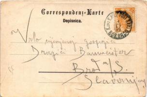 1899 (Vorläufer) Bosanski Brod, Bahn-Restaurations-Saal II. Kl. / railway restaurant interior "...