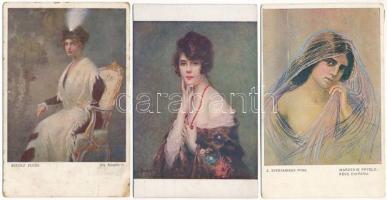 40 db régi művész képeslap: hölgyek / 40 pre-1945 art postcards: ladies