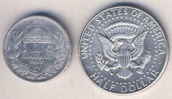 1893. 1K Ag T:3 + USA 1967. 1/2$ Ag "Kennedy" T:2