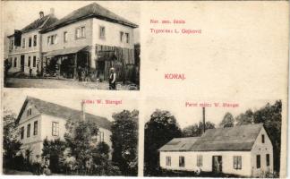 Koraj, Nar. osn. skola, Trgovina L. Gojkovic, Villa W. Stengel, Parni mlin W. Stengel / school, shop, villa and steam mill (fl)