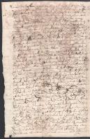 1729 Latin és magyar ny. levél, Farkas György aláírásával, Borbély Mihály ügyeiről, szakadásokkal