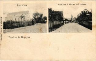 1907 Bugojno, Pozdrav iz Bugojna, Kat. crkva, Vila elsa i kloster mil restara / Catholic church, villa and monastery (EK) + "K.u.k. Milit. Post Bugojno"