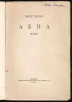 Szép Ernő: Azra. Bp., [1930], Singer és Wolfner, 104 p. Első kiadás! Kiadói papírkötés, szakadt borí...