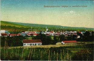 1913 Székelykeresztúr, Kristur, Cristuru Secuiesc; látkép a vasútállomással. Ifj. Szemerjay Károly kiadása / railway station