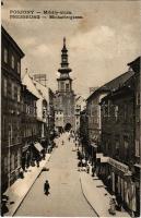 1909 Pozsony, Pressburg, Bratislava; Mihály utca, Schwarz Testvérek üzlete / Michaelergasse / street view, shops (fl)