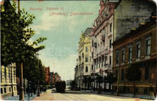 Pozsony, Pressburg, Bratislava; Stefánia út, villamos / Stefaniestrasse / street view, tram (EM)