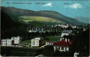 1913 Trencsénteplic, Trencianske Teplice; Nyaralók völgye, villák. Wertheim Zsigmond kiadása / Villenthal / villas (EK)