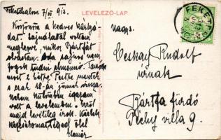 1913 Feketehalom, Zeiden, Codlea; Marktplatz / Piactér, templom. Atelier Greiner kiadása / market sq...