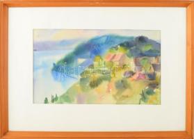 Fülöp Lajos (1939-2021): Balatonpart. Akvarell, papír. Jelezve jobbra lent. Üvegezett fakeretben. 24...