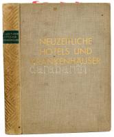 Neuzeitliche Hotels und Krankenhäuser. Ausgeführte Bauten und Entwürfe. Mit 472 Abbildungen. Berlin,én.,Ernst Pollak, VIII+445 p. Német nyelven. Fekete-fehér képanyaggal illusztrált. Kiadói aranyozott egészvászon-kötés, kopott, foltos borítóval, régi intézményi bélyegzésekkel, laza fűzéssel, szakadt címlappal.