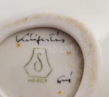 Drasche Porcelángyár, Simó József (1926-1979): Halfestésű tál. Jelzett, minimális kopással, 14x9 cm