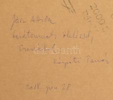 Kárpáti Tamás (1949-): Krisztus (cím nélkül). Szén, papír, jelzett, a hátoldalán Kárpáti Tamás autog...