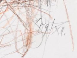 Kovács Péter (1943-2019). Lény (cím nélkül), 2009. Ceruza, kréta, papír, jelezve középen lent. Karto...