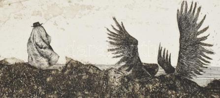 Muzsnay Ákos (1945-): Ady emlékére, 1985. Rézkarc, papír. Jelzett. 24×22 cm