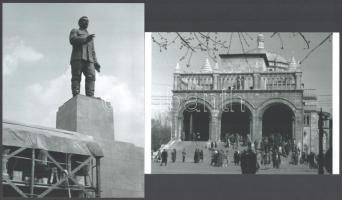 cca 1938 Budapest, a Regnum Marianum templom a Városliget szélén, amelyet 1951-ben lebontottak és helyére állították Sztálin szobrát, továbbá alattvalóinak szocreál szónoki emelvényét, 2 db modern nagyítás, jelzés nélkül, 15x21 cm és 21x15 cm